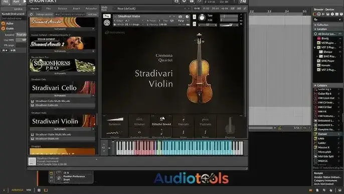 Music software interface with violin sounds